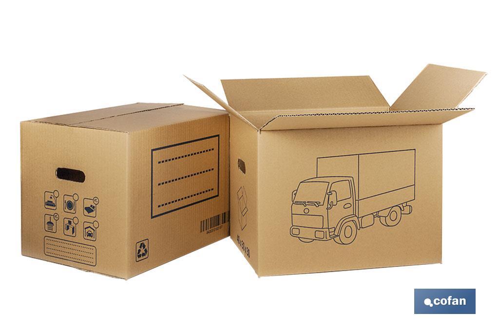 Caja de cartón | Para mudanzas | Con asa troquelada | Medidas 40 x 30 x 30 cm - Cofan