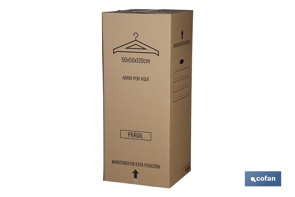 Caja armario para mudanzas | Medidas 50 x 50 x 120 cm | Material de cartón ondulado - Cofan