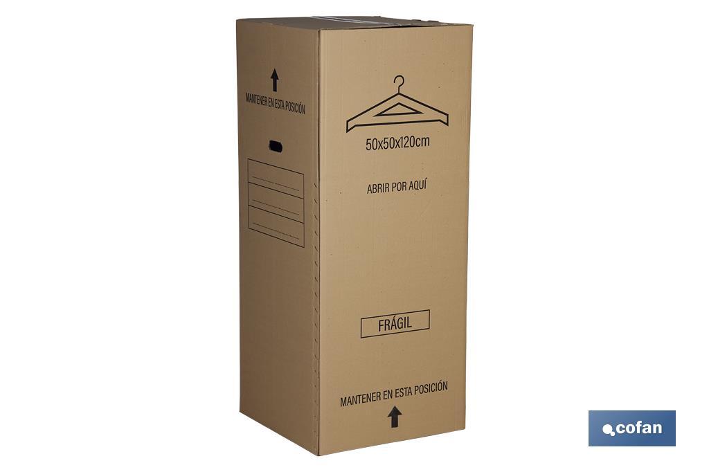Caja armario para mudanzas | Medidas 50 x 50 x 120 cm | Material de cartón ondulado - Cofan