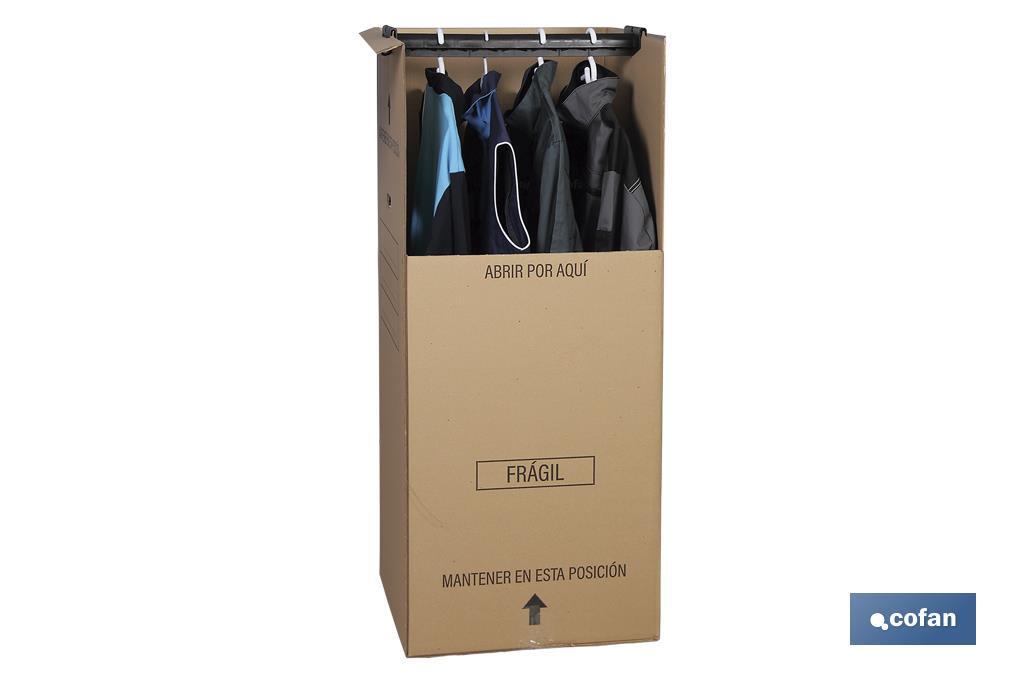 Caja armario para mudanzas | Medidas 50 x 50 x 120 cm | Material de cartón ondulado - Cofan