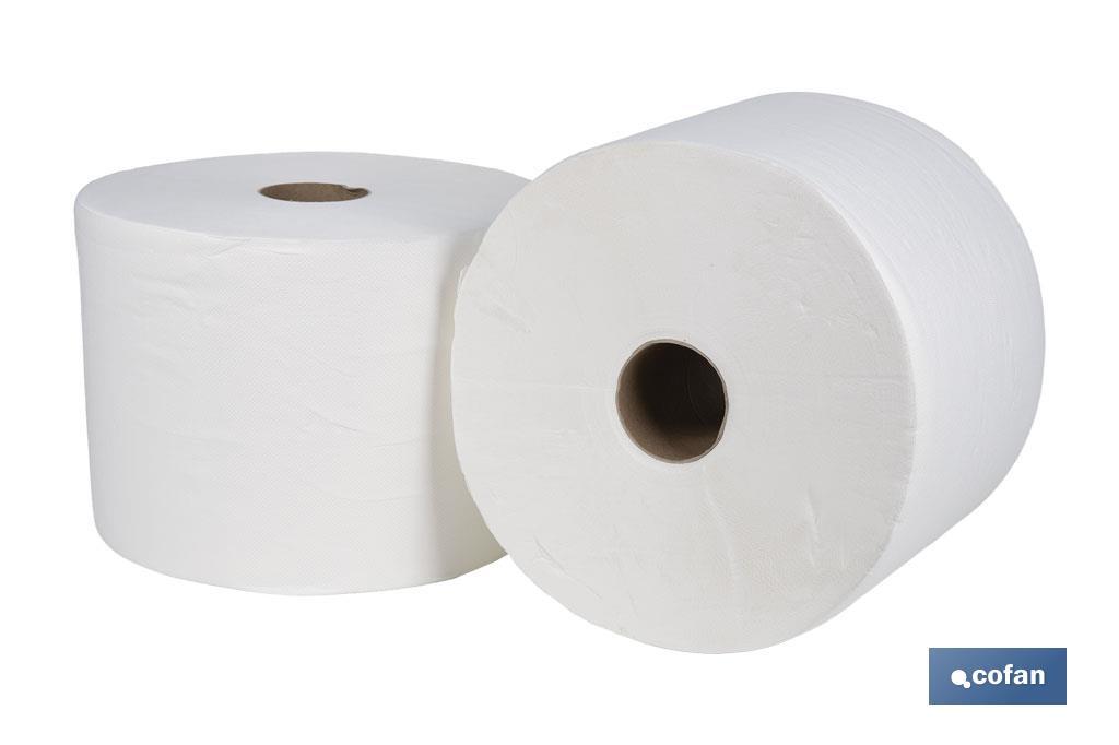 Pack de 2 bobinas industriales de papel secamanos | Doble capa extra | Máxima Absorción - Cofan