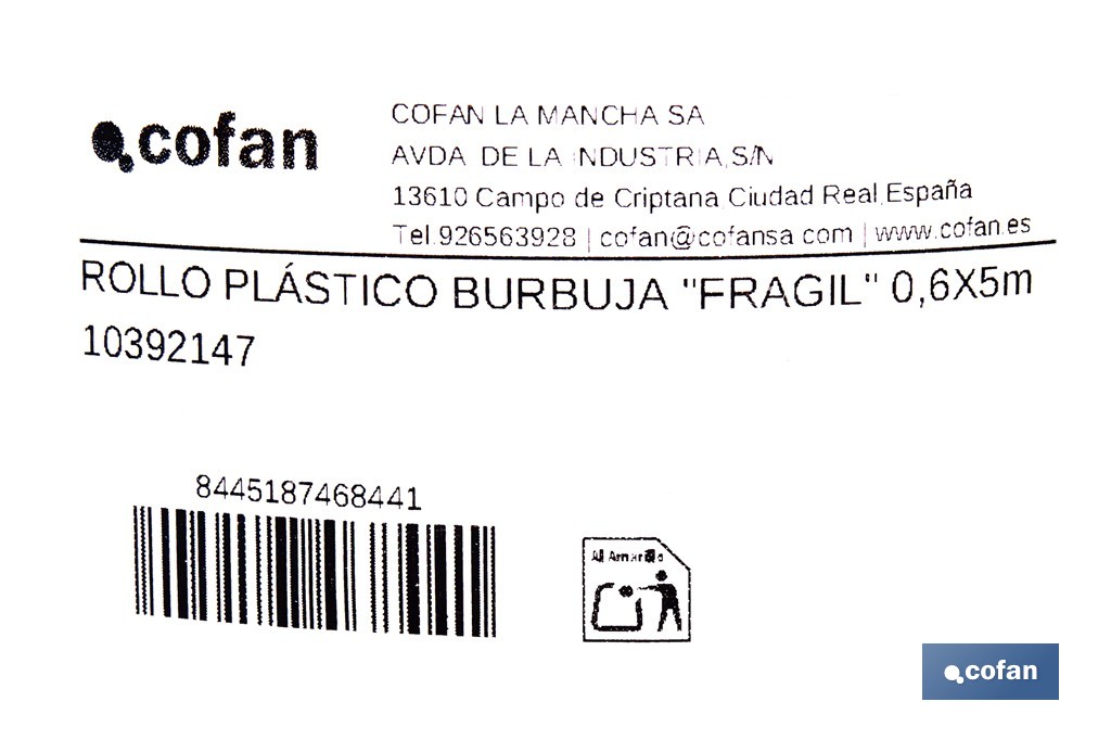 Rollo de plástico de burbuja | Ideal para mudanzas, embalajes y envíos | 40 g/m2 | Dos medidas diferentes| Protección para objetos delicados - Cofan