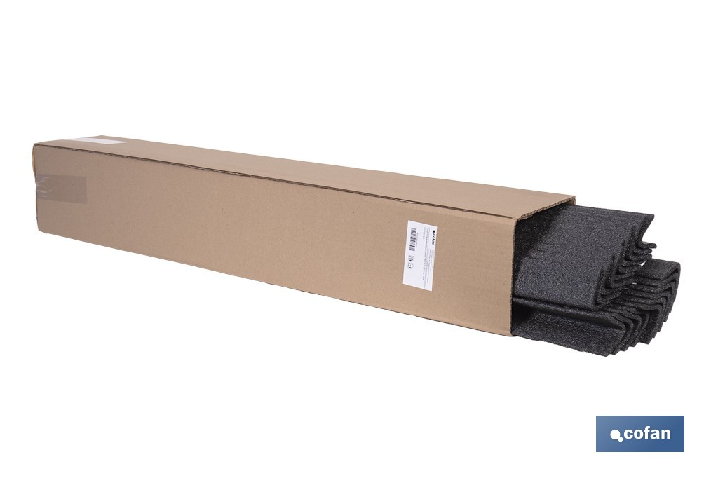 Cantonera de espuma de tipo L | Material: polietileno | Longitud: 1 m | Color: gris | Protección de aristas y bordes - Cofan