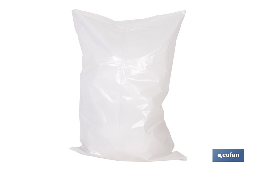 Saco de polietileno blanco impermeable | Galga 300 | Grosor: 75 micras | Medidas: 55 x 75 cm - Cofan