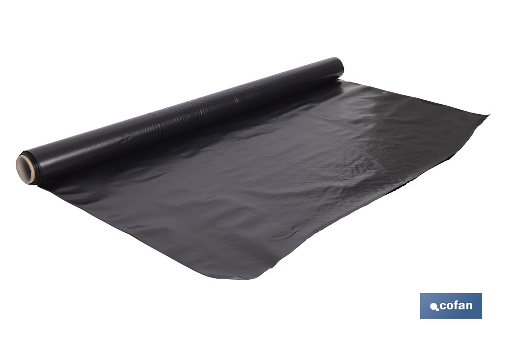 Rollo de film negro | Material: polietileno | Galga 400 | Grosor: 100 micras | Protección de embalajes | Disponible en diferentes medidas - Cofan