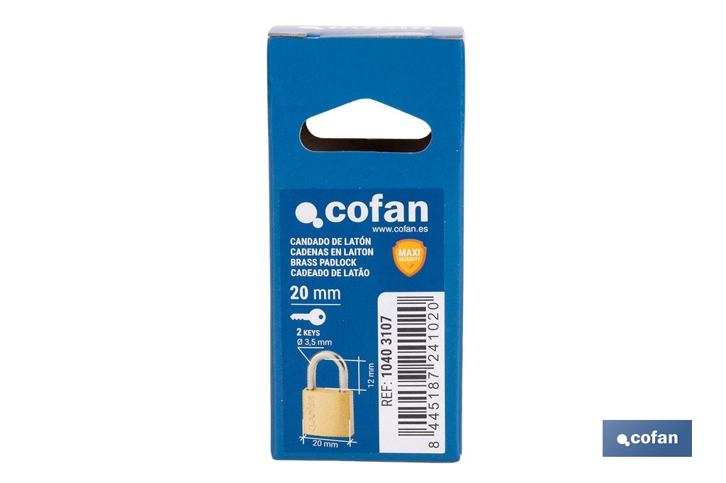 Quality Plus Brass Padlock - Cofan