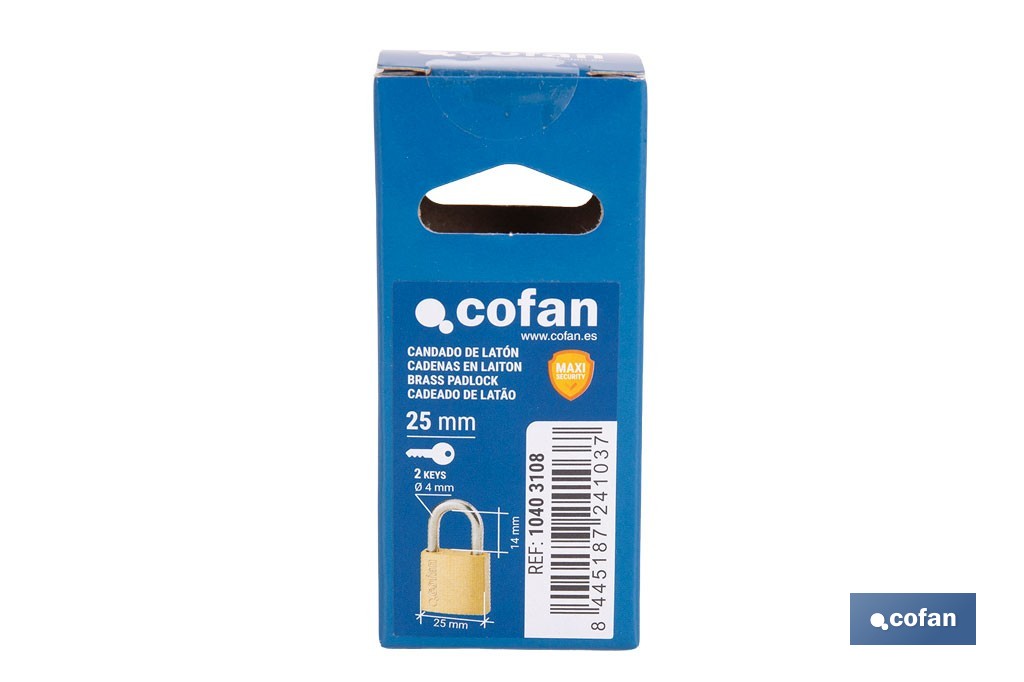 Quality Plus Brass Padlock - Cofan