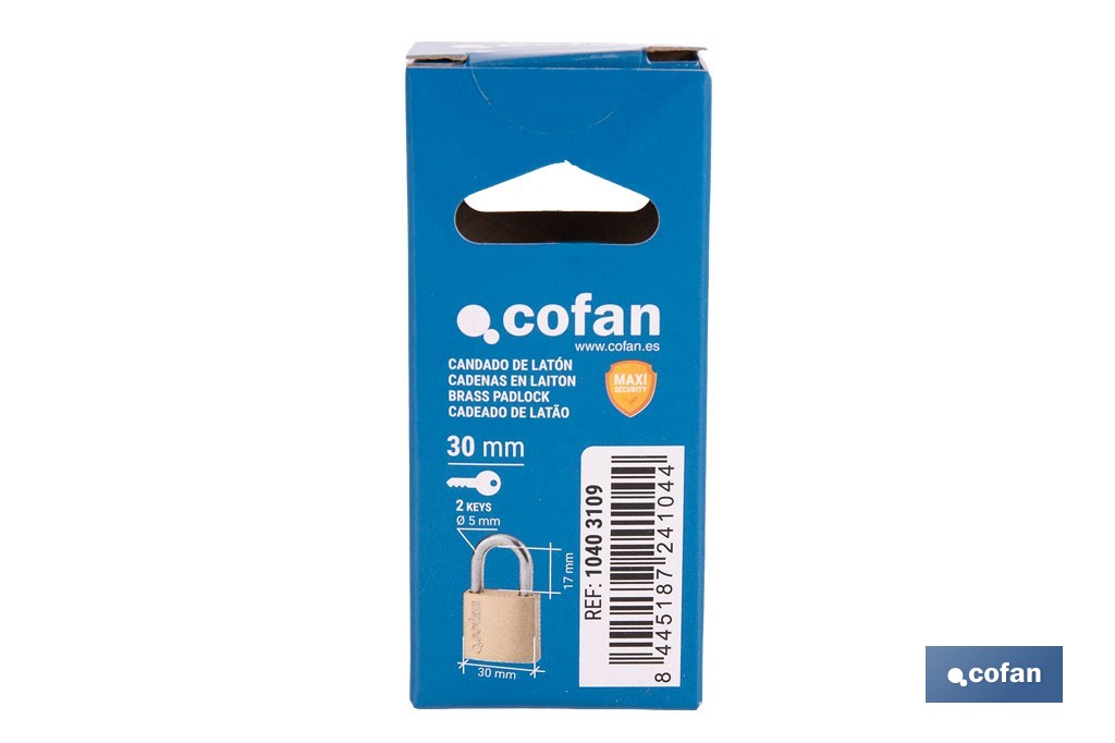 Quality Plus Brass Padlock - Cofan