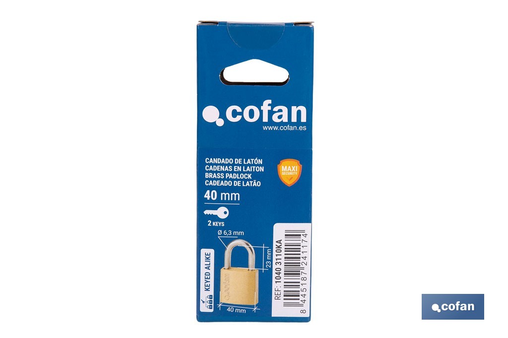 Quality Plus Brass Padlock - Cofan