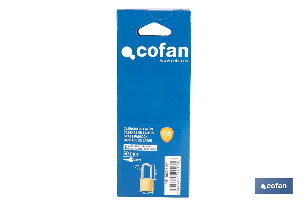 Candado de Latón Arco Largo Quality Plus - Cofan
