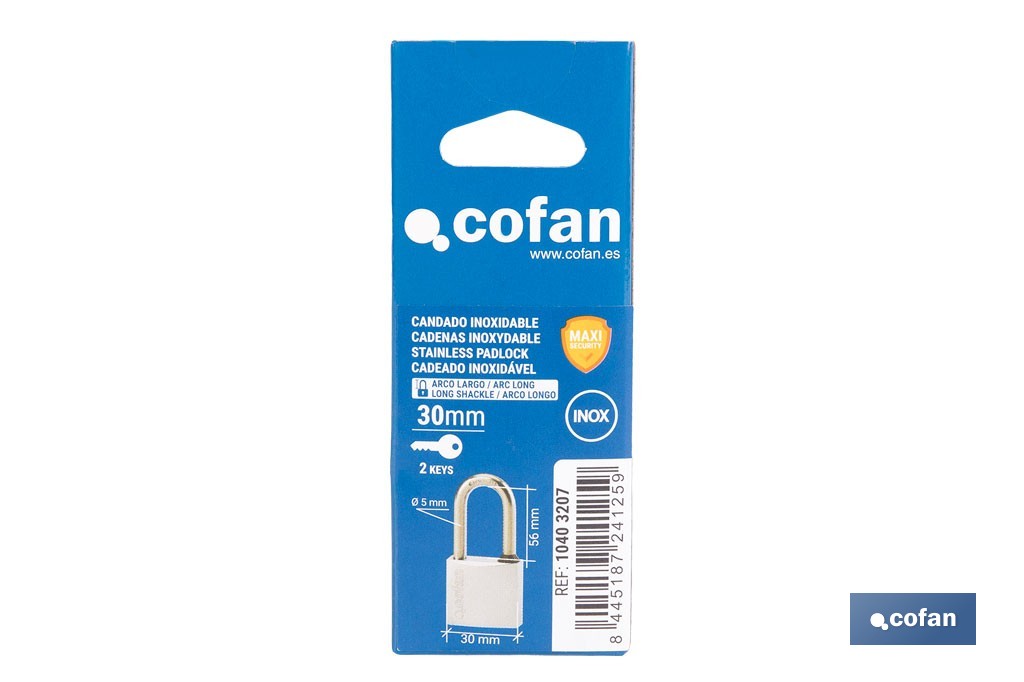 Candado Inoxidable Quality Plus - Cofan