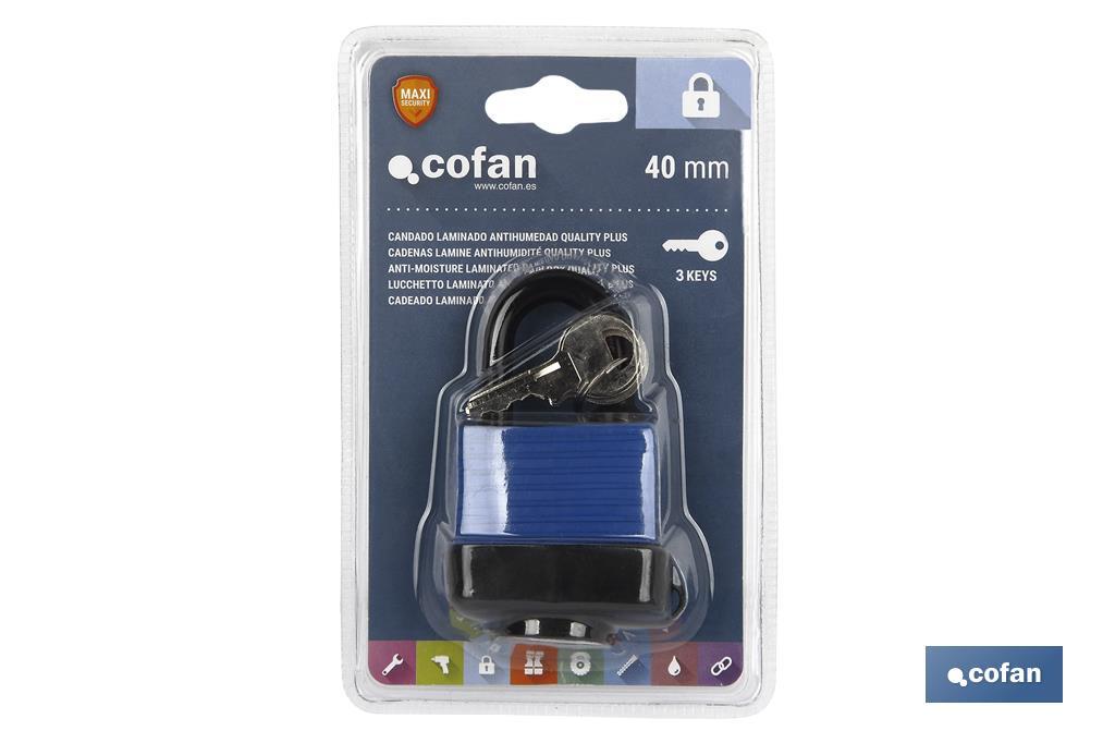 Anti-moisture laminated padlock Quality Plus - Cofan