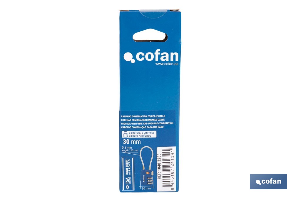 Candado Combinación Equipaje con Cable - Cofan