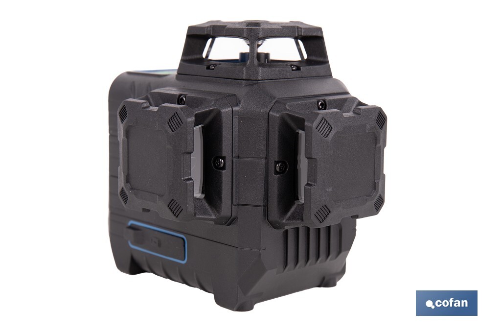 Nivel láser autonivelante de líneas cruzadas 3 x 360° | Modo automático y manual | Alta precisión | Incluye base magnética y maletín - Cofan