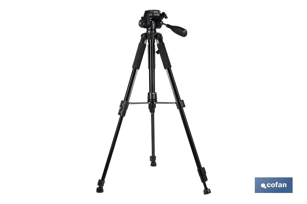 Universal telescopic tripod | 3 extensible legs | Adjustable height from 49cm to 149cm | Material: ABS + aluminium | Carrying bag included - Cofan