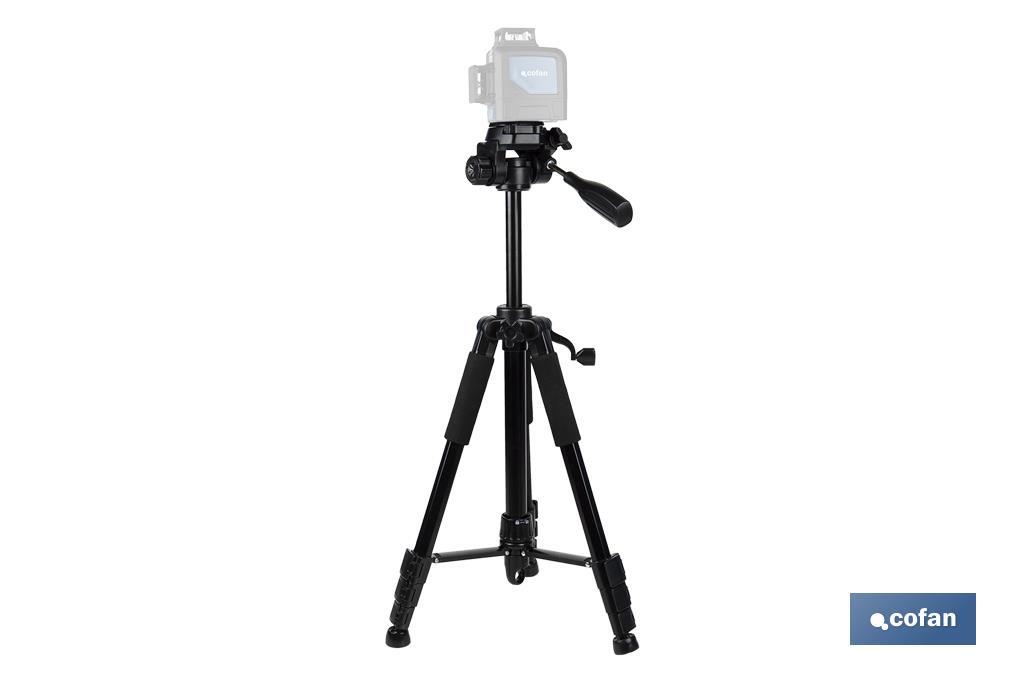 Universal telescopic tripod | 3 extensible legs | Adjustable height from 49cm to 149cm | Material: ABS + aluminium | Carrying bag included - Cofan