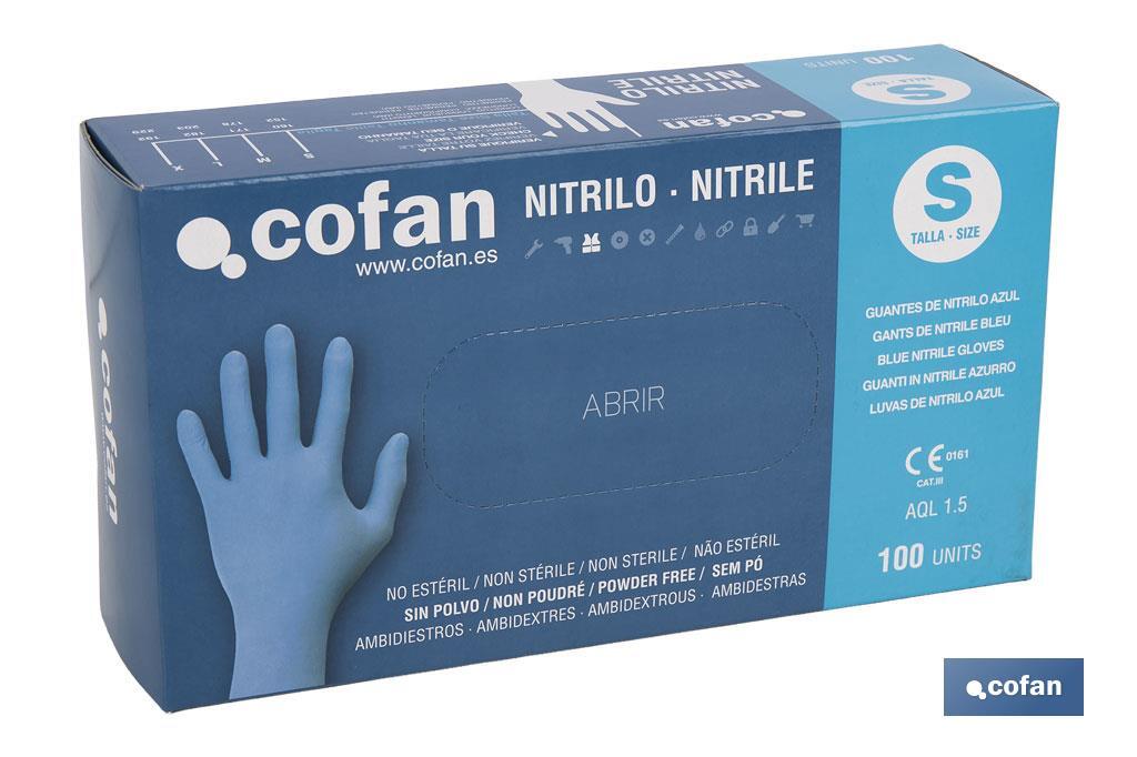 Box of 100 nitrile gloves | Fine and elastic gloves | Powdered-free | Comfortable and pleasant to the touch - Cofan