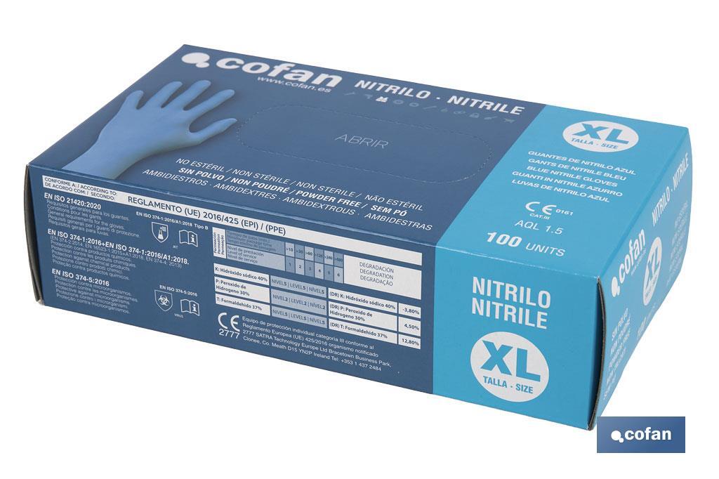 Box of 100 nitrile gloves | Fine and elastic gloves | Powdered-free | Comfortable and pleasant to the touch - Cofan