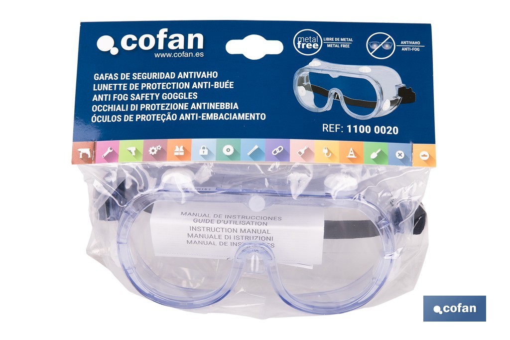 Gafas de Protección Antivaho | Confortables y Ligeras | Ajuste con Goma - Cofan