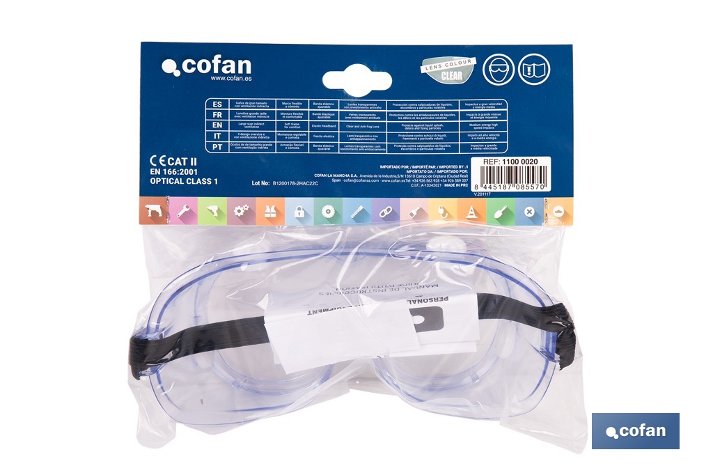Gafas de Protección Antivaho | Confortables y Ligeras | Ajuste con Goma - Cofan