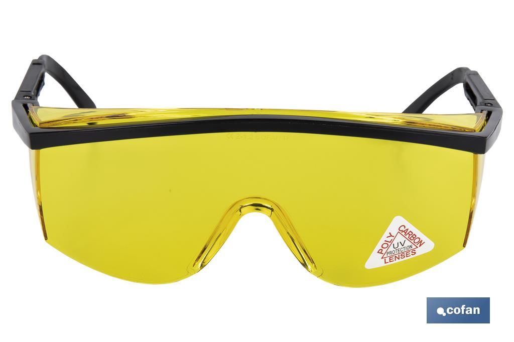 Lunettes de sécurité | Verre couleur jaune | Protection UV | EN 166 : 2001 - Cofan