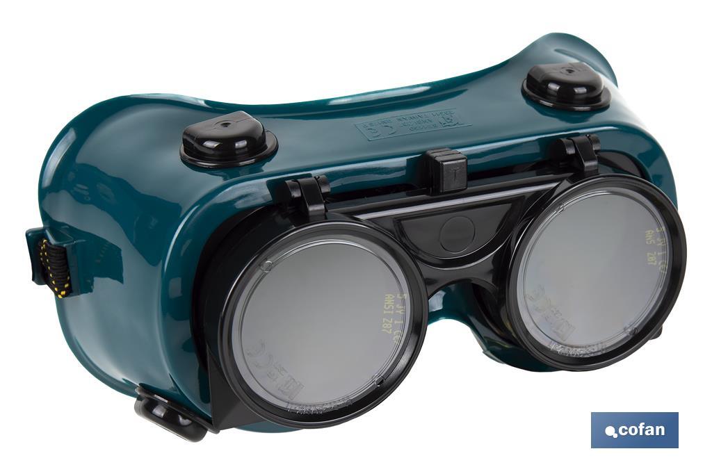 Safety welding goggles | Suitable for welders | Flip-up lenses | EN 166/EN 175 - Cofan