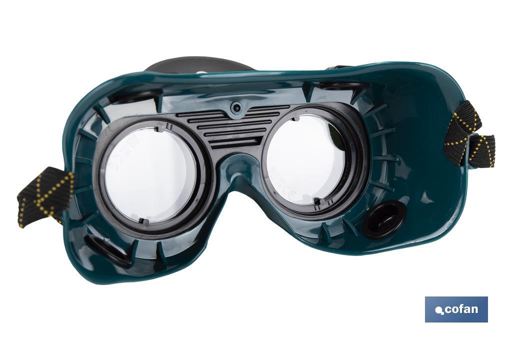 Safety welding goggles | Suitable for welders | Flip-up lenses | EN 166/EN 175 - Cofan
