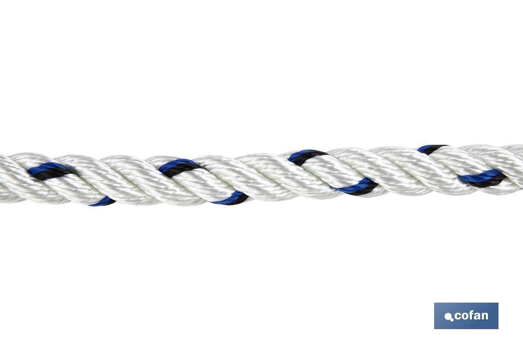 Harness safety rope | Size: 1.5m | Ø 12mm | Breaking strength of 22kN | Supplied with buckles and thimbles - Cofan