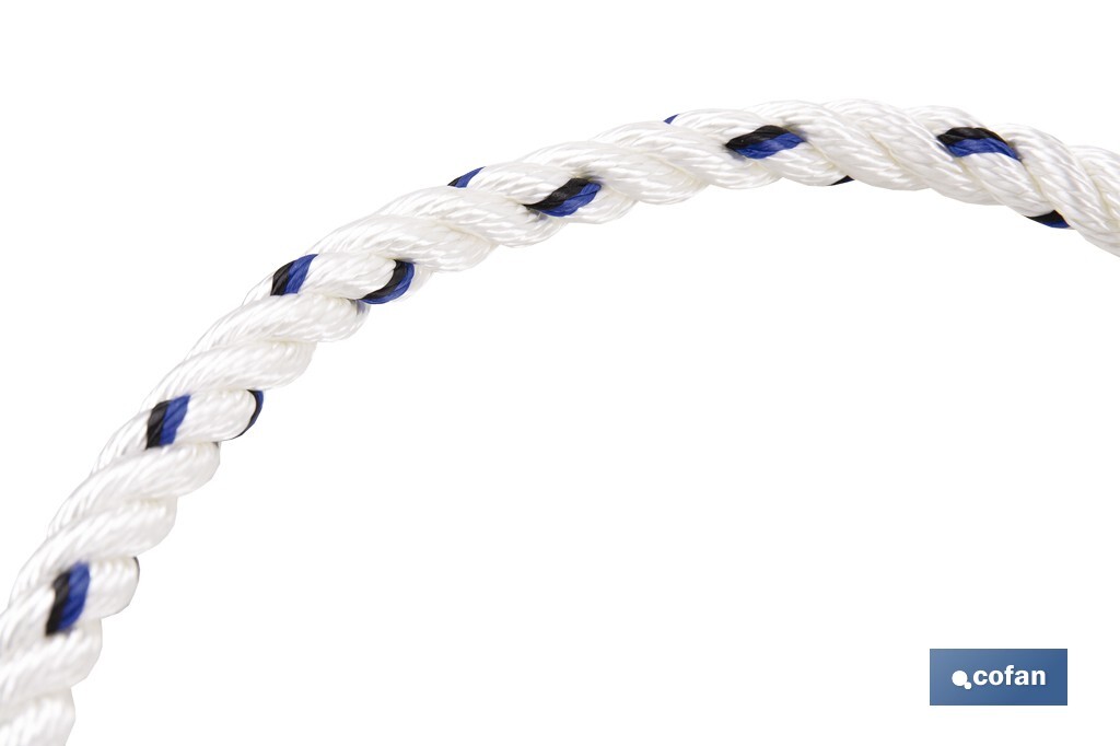 Cuerda de seguridad para Arnés | Medida en 1,5 m | Ø 12 mm | Con Hebillas y Guardacabos - Cofan
