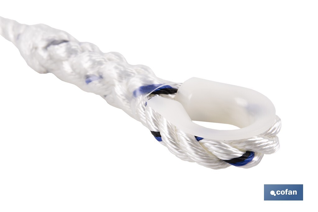 Cuerda de seguridad para Arnés | Medida en 1,5 m | Ø 12 mm | Con Hebillas y Guardacabos - Cofan