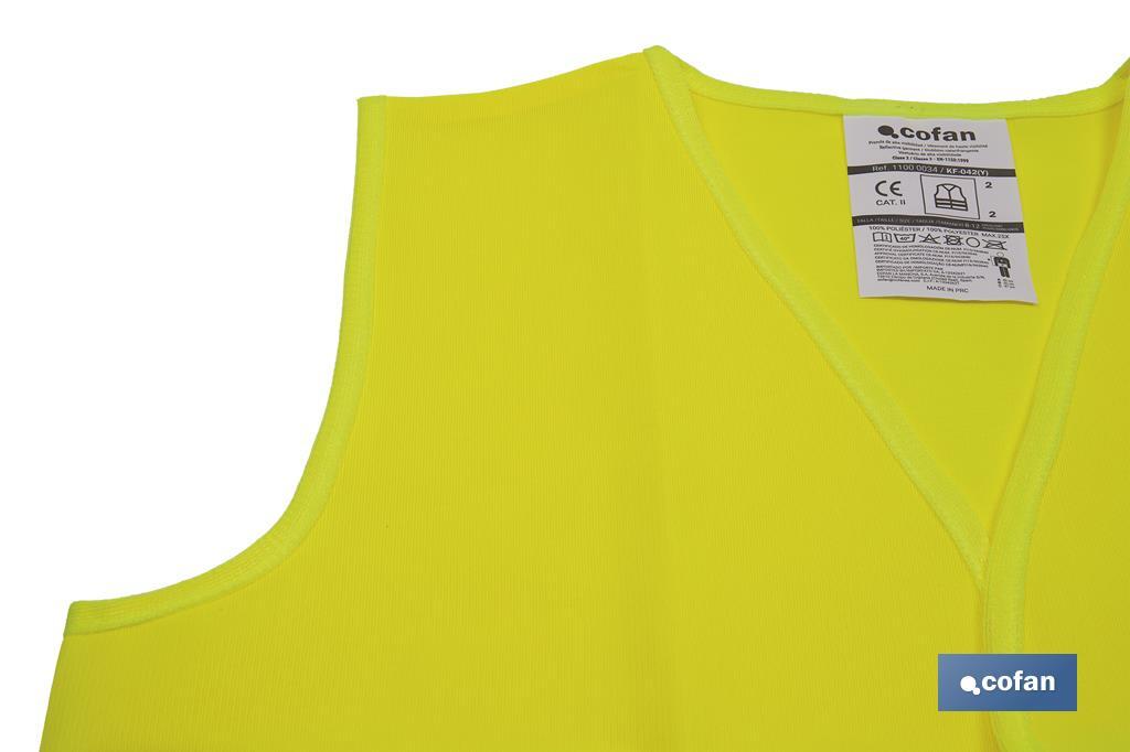 High visibility vest | Yellow | Size for children | EN ISO 20471 | Class 2 | - Cofan