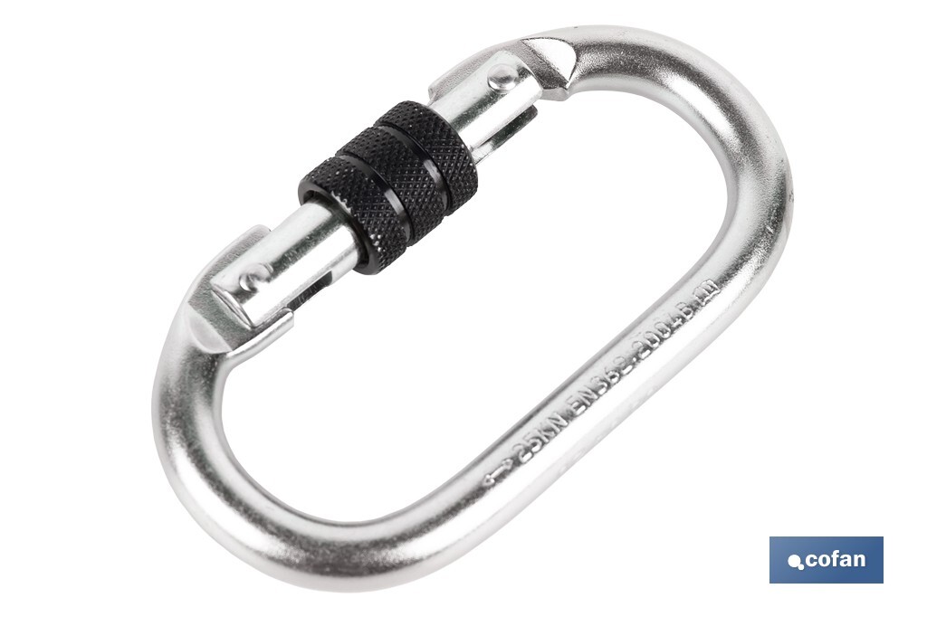 Mosquetón de seguridad | Con Roscado seguro | Resistencia 25kN | EN 362 |  Clase B I Cat lll - Cofan