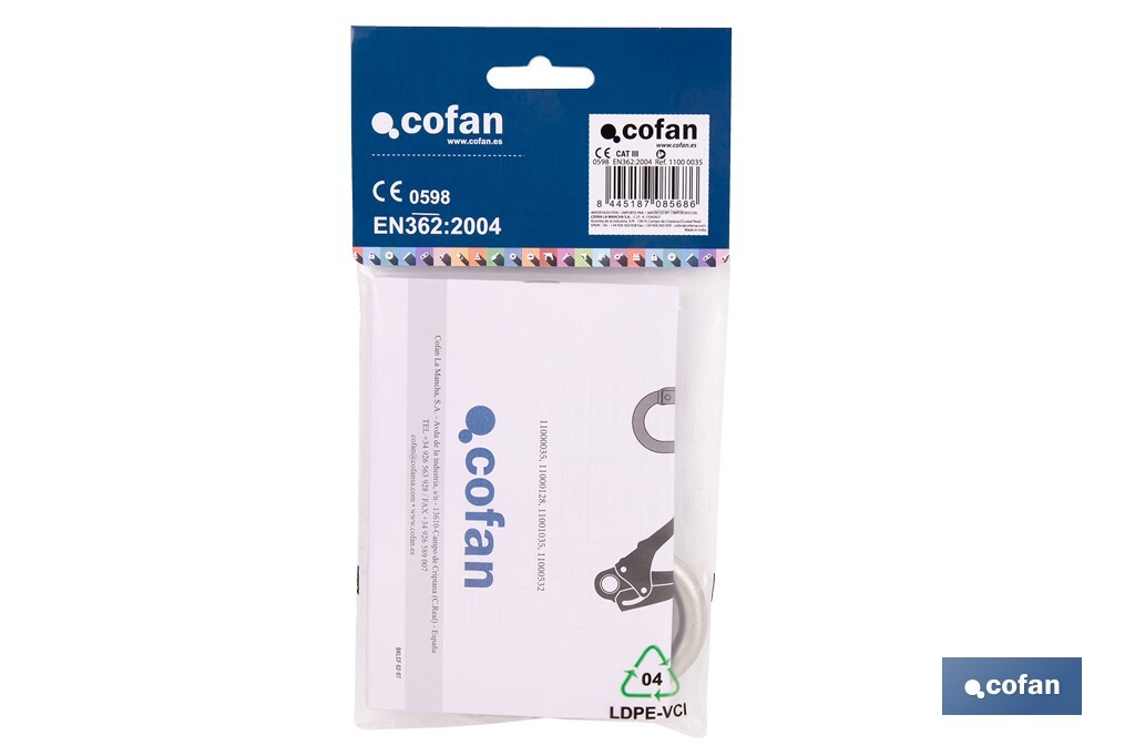Mosquetón de seguridad | Con Roscado seguro | Resistencia 25kN | EN 362 |  Clase B I Cat lll - Cofan