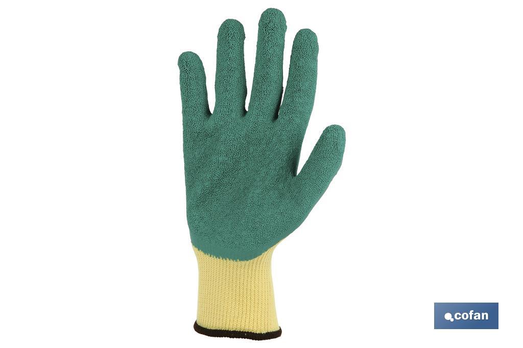 Handschuhe aus Strickstoff, beschichtet mit rauem Latex, in Grün - Cofan