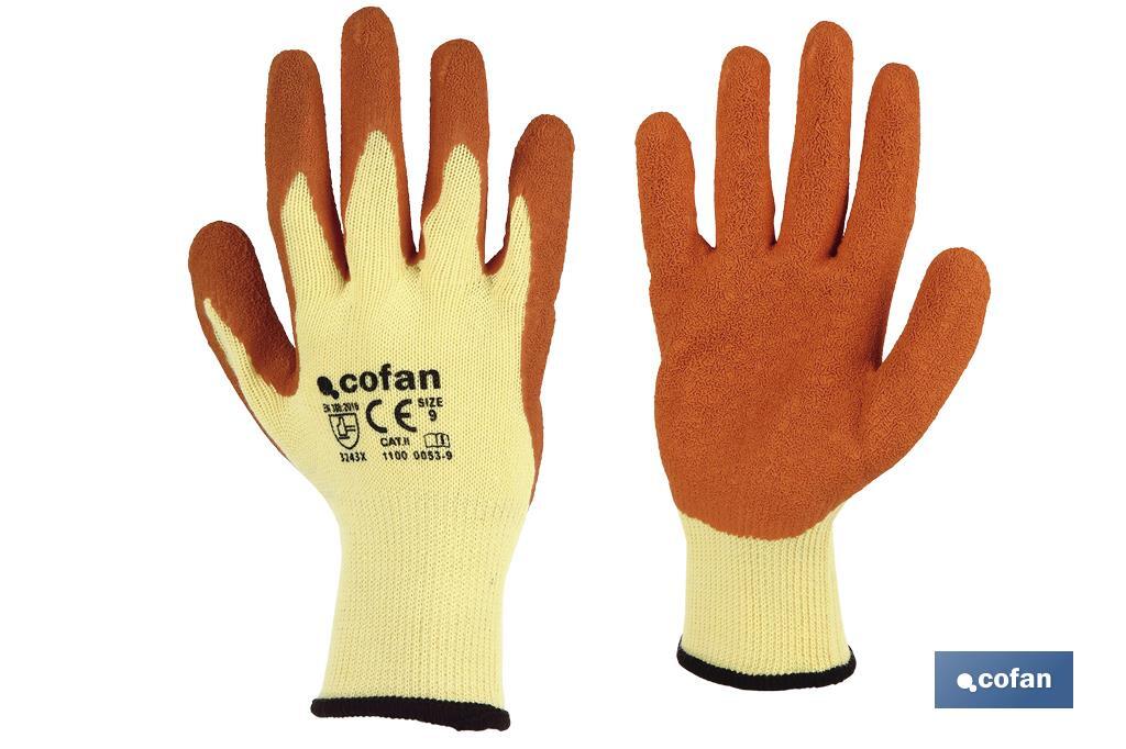 Canvas glove with latex palm | Correct adhesion and tough gloves | Ideal for manual tasks | Comfortable and adjustable gloves - Cofan