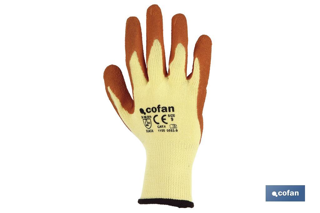 Canvas glove with latex palm | Correct adhesion and tough gloves | Ideal for manual tasks | Comfortable and adjustable gloves - Cofan