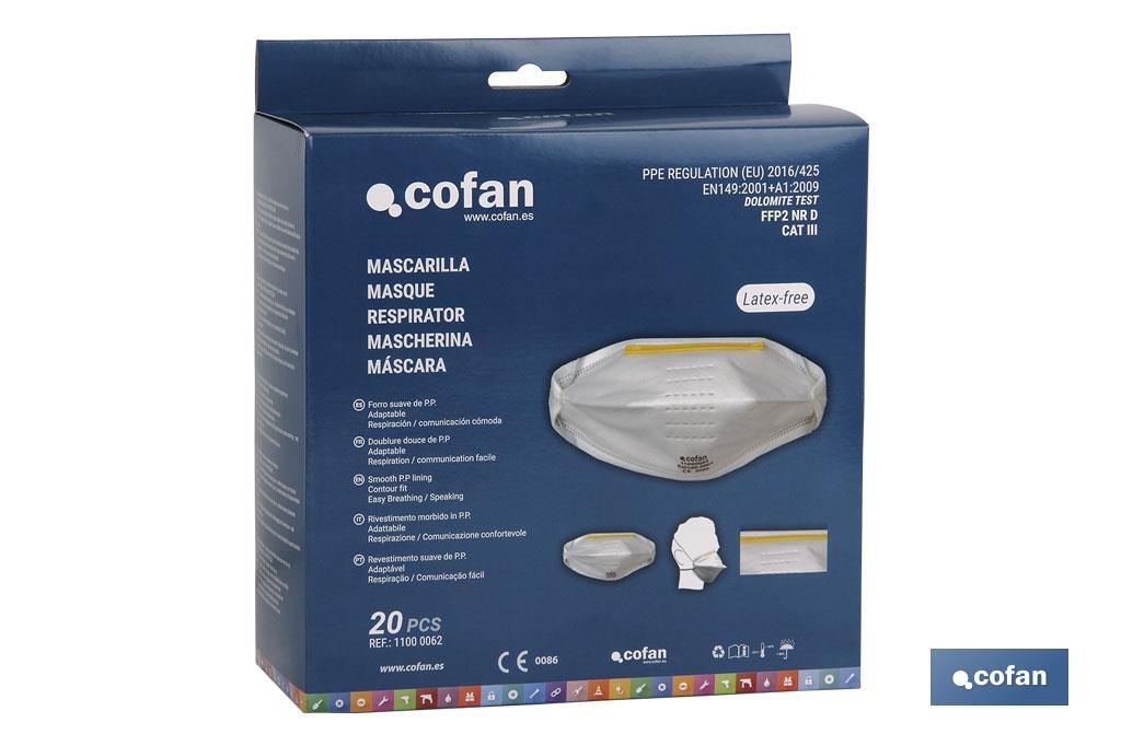Mascarilla FFP1D | No Reutilizable | Eficiencia de Filtración superior al 90% | Pack de 20 o Unitaria - Cofan