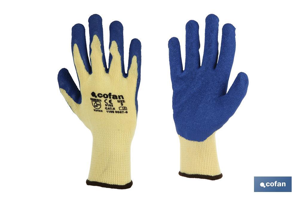 Canvas glove with latex palm | Correct adhesion and tough gloves | Ideal for manual tasks | Comfortable and adjustable gloves - Cofan