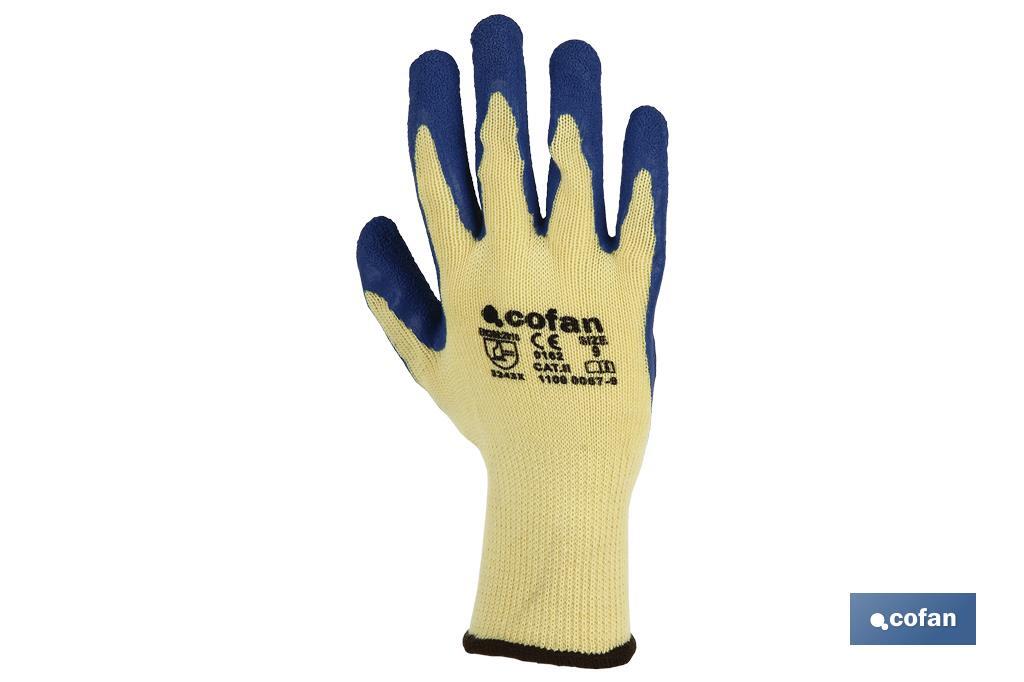 Handschuhe aus Strickstoff, beschichtet mit rauem Latex, in Blau - Cofan