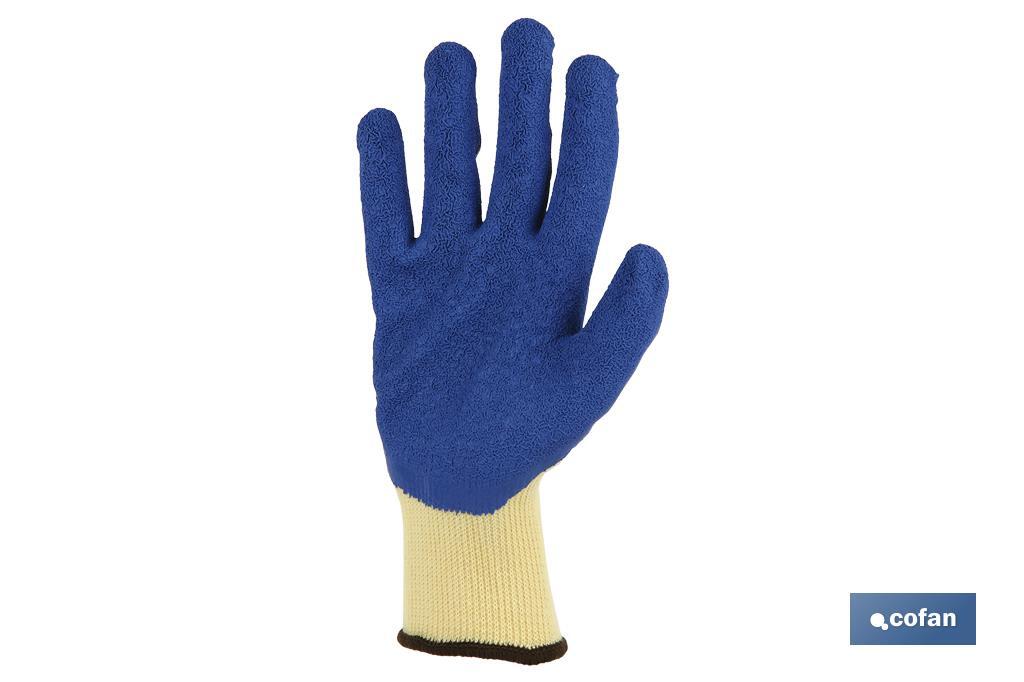 Handschuhe aus Strickstoff, beschichtet mit rauem Latex, in Blau - Cofan