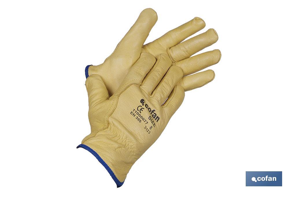 Cow leather gloves with inner lining Cotton lining Resistant