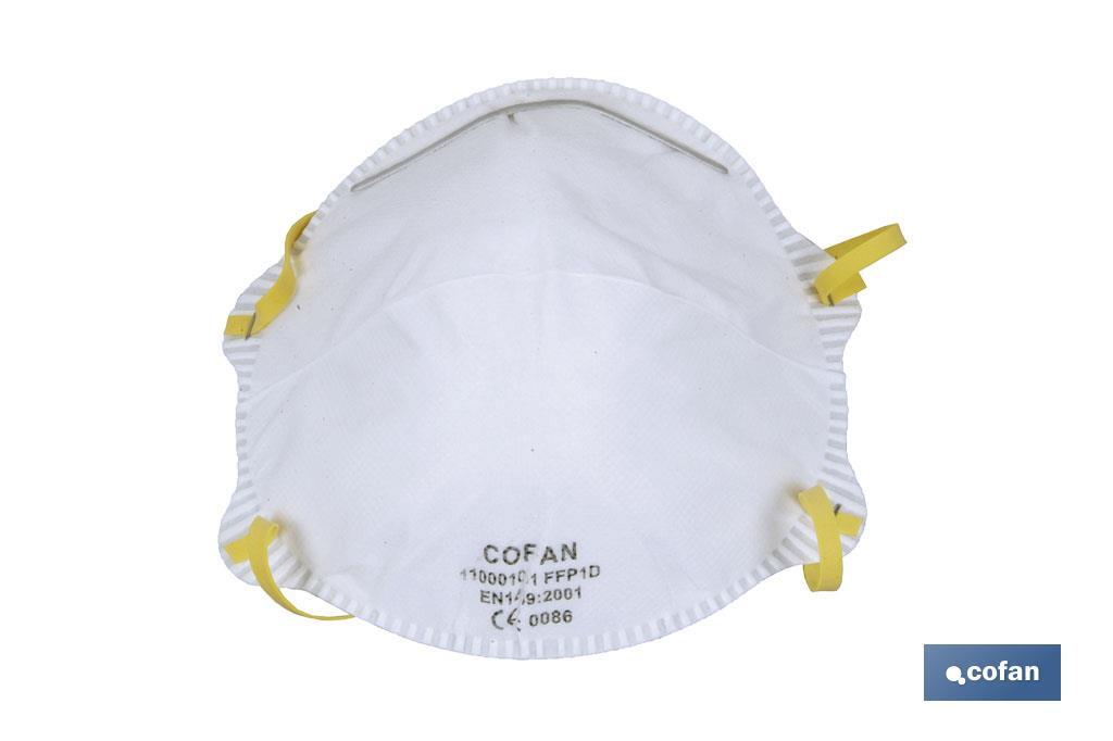 FFP1 (D) face mask | Disposable face mask | Filtering efficiency over 90% | Supplied in packs of 3 or 20 units - Cofan