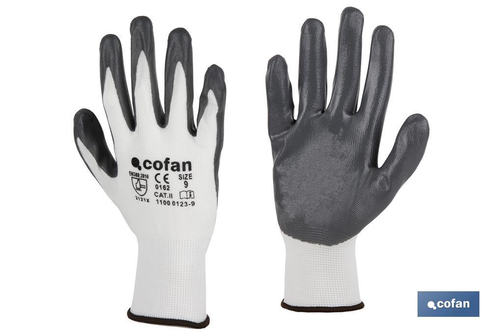 Gants 100 % en polyester | Imprégnés pour une plus grande sécurité | Flexibles | Protection et confort | Sans coutures - Cofan