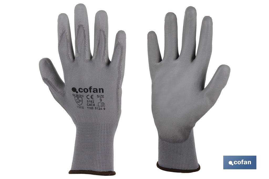 Guantes 100 % de poliéster | Impregnados para mayor seguridad | Flexibles | Protección y confort | Sin costuras - Cofan