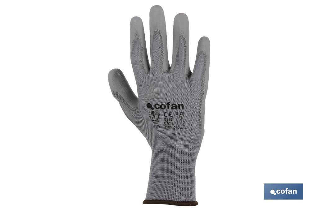 Gants 100 % en polyester | Imprégnés pour une plus grande sécurité | Flexibles | Protection et confort | Sans coutures - Cofan