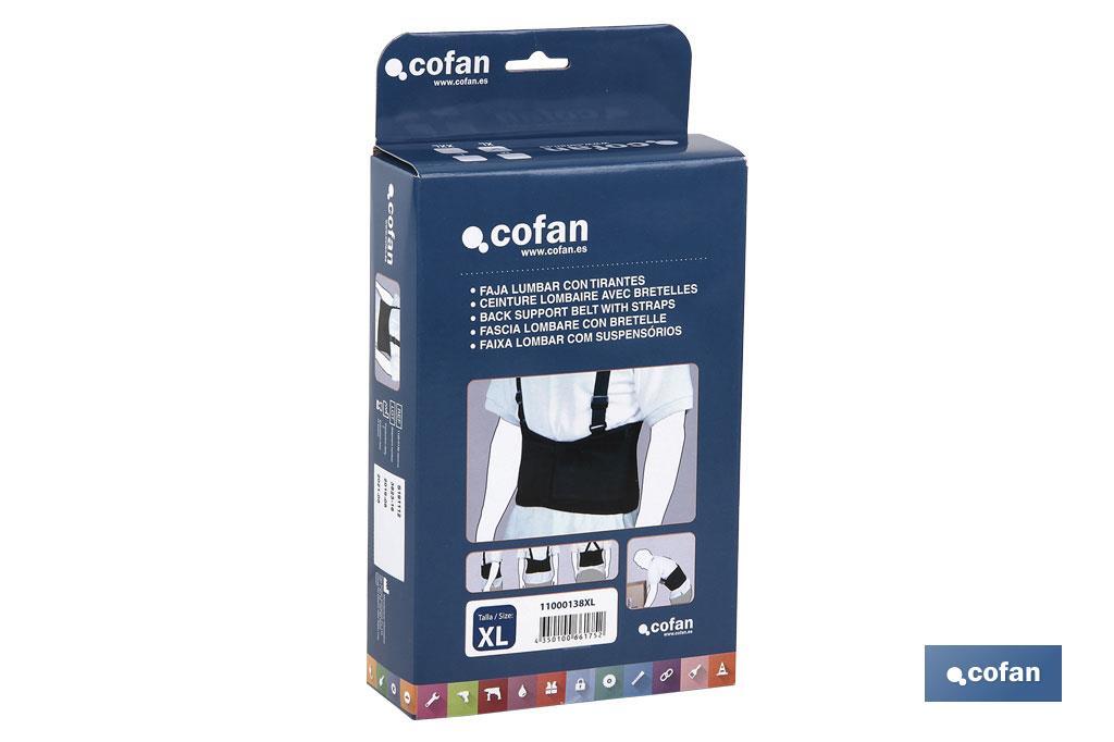 Lower back brace | 2 cross straps | Available in various sizes - Cofan