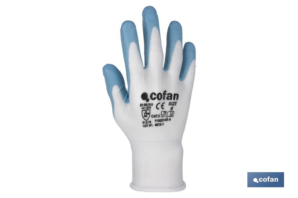 Guantes impregnados para uso alimentario | Sin costuras | Comodidad y seguridad | Con recubrimiento de nitrilo - Cofan