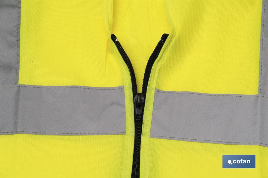 Gilet jaune de haute visibilité I Avec fermeture éclair I Plusieurs tailles disponibles - Cofan