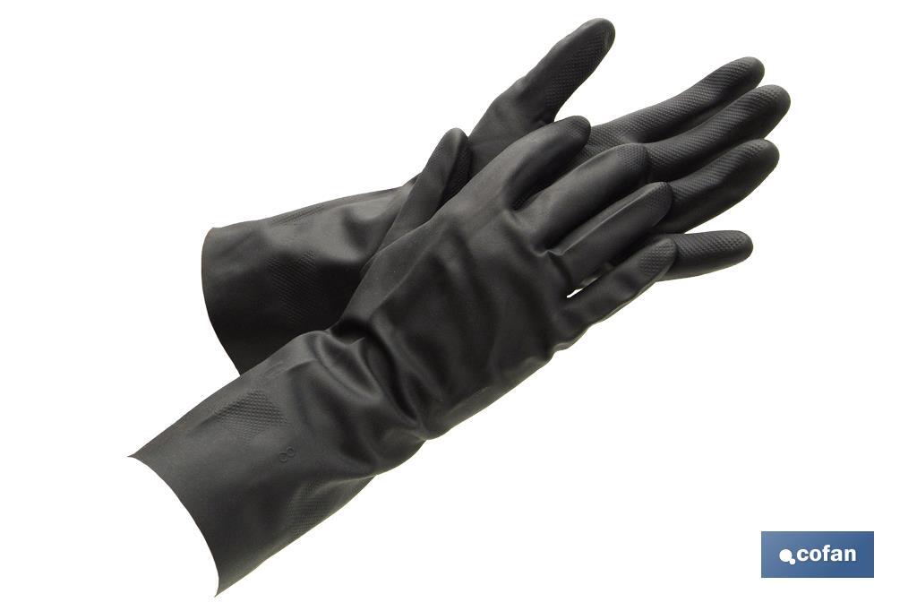 Guantes de neopreno negros | Ideales para el contacto con ácidos y detergentes | Perfectos para metalurgia y mecánica - Cofan