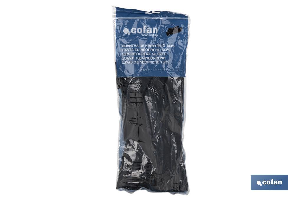 Black neoprene glove | Ideal for contact with acids and detergents | Perfect for metallurgy and mechanics - Cofan